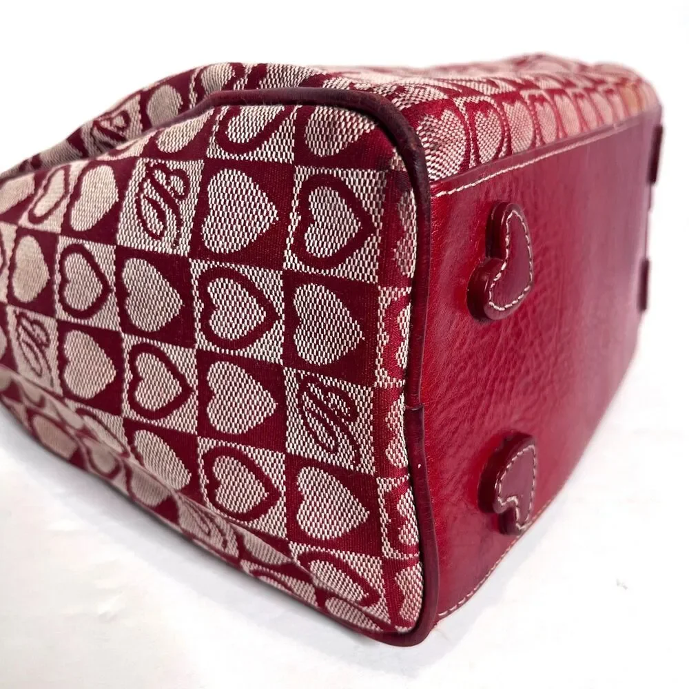 Brighton Red Heart Canvas & Croc Embossed Leather Vtg Satchel